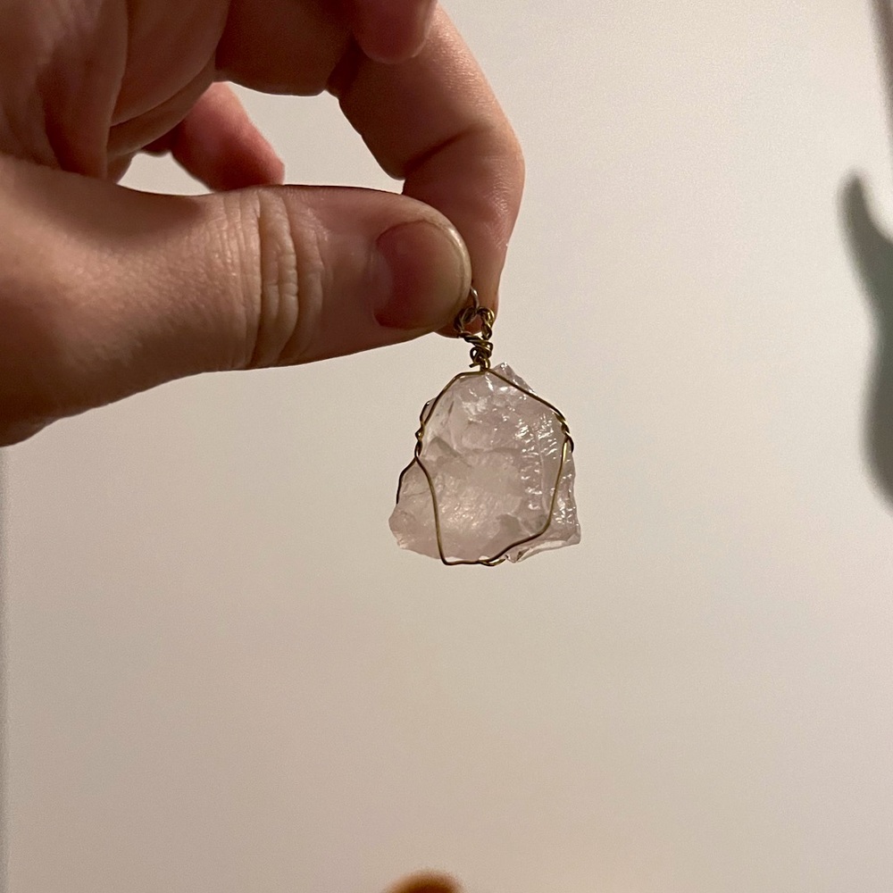 Handmade Wrapped Rose Quartz Pendant
